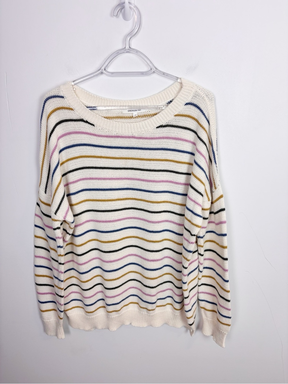 Emerson Fry Carolyn Rainbow Striped Sweater Size Medium - Picture 2 of 10